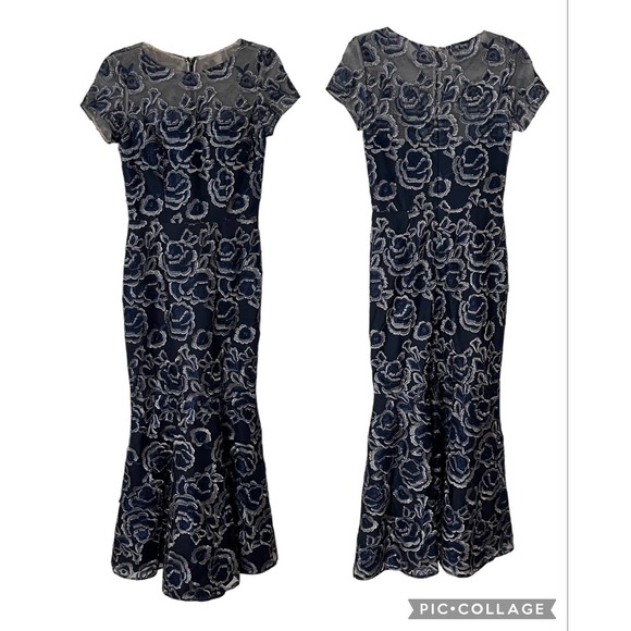 DAVID MEISTER FLORAL JACQUARD FULL LENGTH GOWN Women Size 2 - Picture 10 of 16